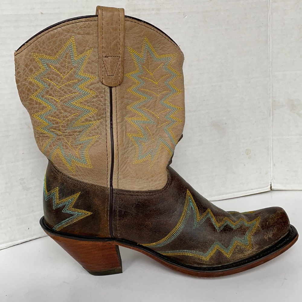 Double H Brown Western Cowboy Boots Colorful stitching
